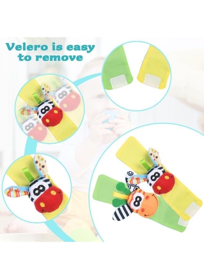 جونيس خُشَاخِيشُ مِعْصَمٍ لِلْأَطْفَال، ٤ قِطَعٍ مِنْ أَشْرِطَةِ الخُشَاخِيشِ لِلْمِعْصَمِ وَالجَوَارِبِ بِشَكْلِ حِمَار، أَلْعَاب تَنْمِيَّةٍ وَمُساعِدَةِ تَتَبُّعِ الحَرَكَةِ هَدِيَّة لِلْأَطْفَالِ الصِّغَارِ الذُّكُورِ وَالإِنَاثِ - Image 2